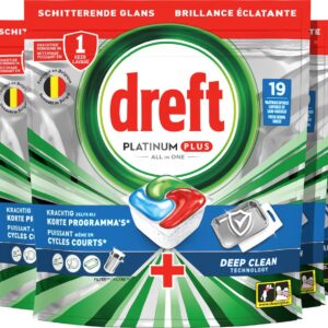 Dreft Platinum Plus All In One Vaatwastabletten Deep Clean-technologie - 6 x 19 Capsules (8700216652292)