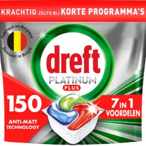 Dreft Platinum Plus All In One Vaatwasmiddel - Anti-Dofheidstechnologie - 150 Vaatwastabletten (8700216268707)