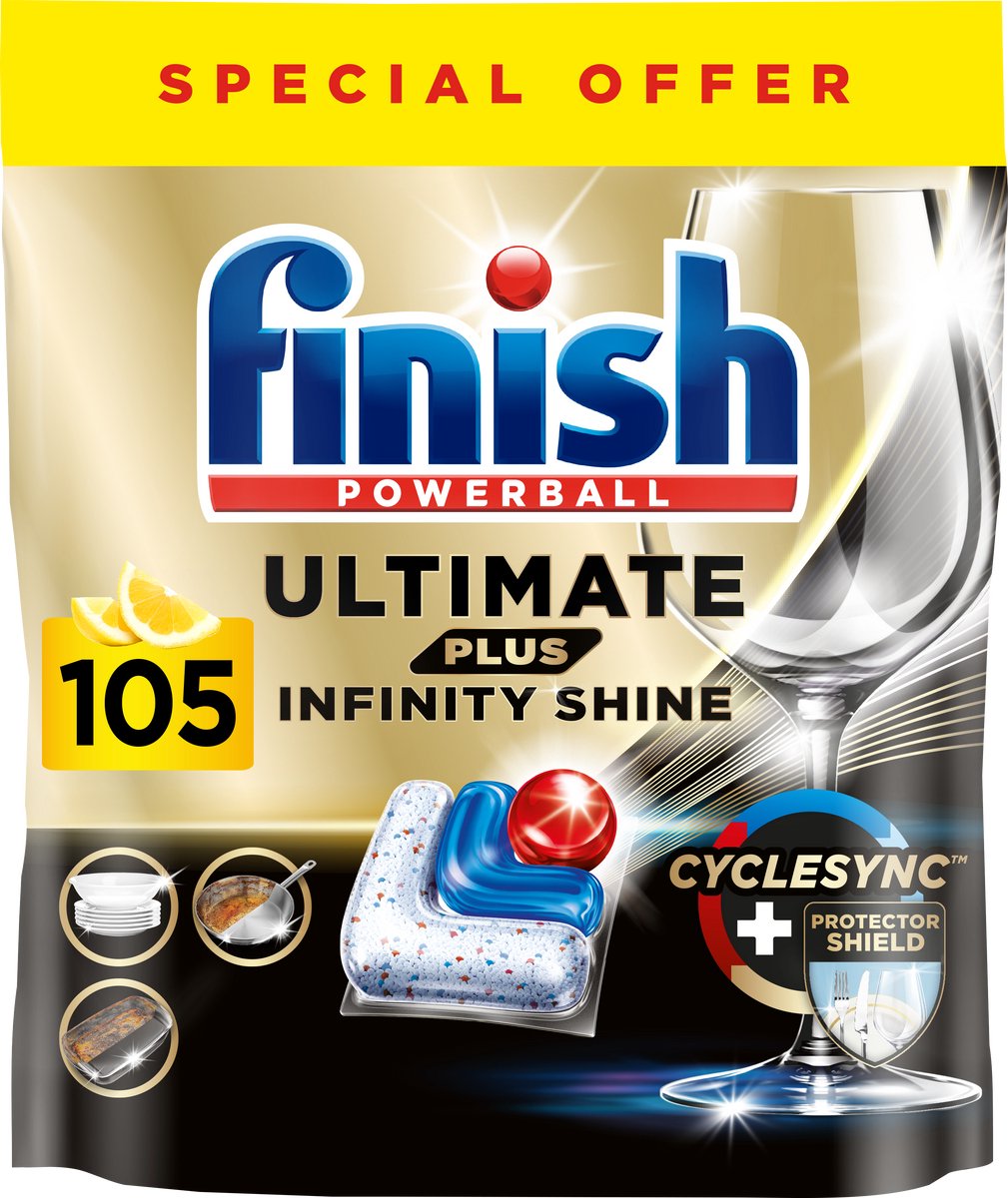 Finish Ultimate Plus Infinity Shine Vaatwastabletten - 105 Capsules (5059001016492)