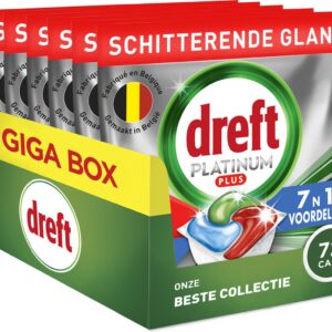 Dreft Platinum Plus All In One Vaatwastabletten Deep Clean-technologie - 6 x 12 stuks (8700216652421)