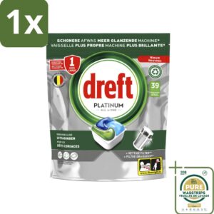 1 x Dreft - Vaatwastabletten - Platinum All-in-One Origineel - Compact formaat - 39 Tabletten- Vaatwasmiddel - Vaatwastablet - Reinigingsmiddel - Vet Verwijderen - Vaatwasser Filter Reinigen (8088626220912)