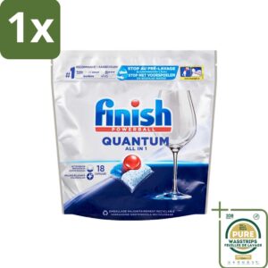 1 x Finish Powerball - Quantum All in 1 - Vaatwastabletten - Stralende Glans - 18 Tabletten- Vaatwasmiddel - Vaatwastabletten - Glanz - Reiniging - Voedselresten (8017551787351)