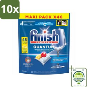 10 x Finish - Vaatwasmiddel - Quantum Vaatwastabletten Citroen - Diepe Reiniging & Frisheid - 46 capsules - Grootverpakking - Vaatwastabletten - Vaatwasser - Diepe Reiniging - Citrusgeur - Glans (8087061532888)