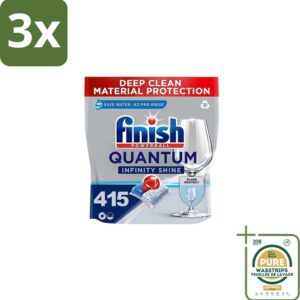 3 x Finish - Vaatwastabletten - Quantum Infinity Shine - 83 Capsules - Grootverpakking - Vaatwastabletten - Glasbescherming - Reiniging - Glans - Vlekken Verwijderen (8027301886197)