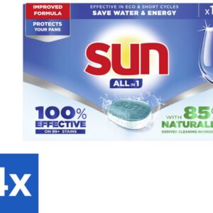 4 x Sun - Vaatwastabletten - All-in-1 Neutraal - 19 tabletten - Vaatwasmiddel - Vaatwastablet - Vaatwasmiddel Neutraal - Vaatwasmiddel Voor Eco - Vaatwasmiddel 100% Effectief (8721418399686)