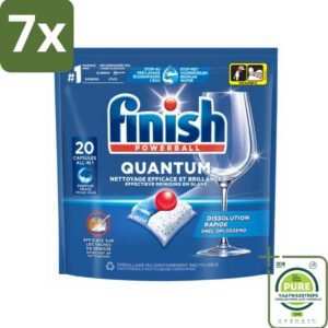 7 x Finish - Vaatwasmiddel - Quantum Vaatwastabletten Regular - Diepe Reiniging - 20 capsules - Grootverpakking - Vaatwastabletten - Diepe Reiniging - Vaatwasser Capsules - Glans - Vetverwijdering (8040257563103)
