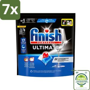 7 x Finish - Vaatwasmiddel - Ultimate Vaatwastabletten Regular - Krachtige Reiniging - 17 capsules - Grootverpakking - Vaatwastabletten - Vaatwasser Capsules - Finish Ultimate - Vaatwasser Schoonmaak - Vaatwasser Tabletten (8040257563257)