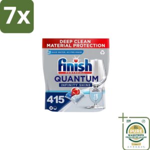 7 x Finish - Vaatwastabletten - Quantum Infinity Shine - 83 Capsules - Grootverpakking - Vaatwastabletten - Glasbescherming - Reiniging - Glans - Vlekken Verwijderen (8027301920167)