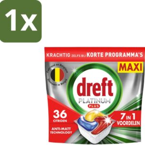 1 x Dreft - Vaatwastabletten - Platinum Plus All-in-One - Citroen - 19 Tabletten - Koffiezetapparaat - Koffiezetapparaat Met Automatische Functie - Koffiezetapparaat Met Warmte - Koffiezetapparaat Met Filter - Koffiezetapparaat Met Thermos (8721418697522)