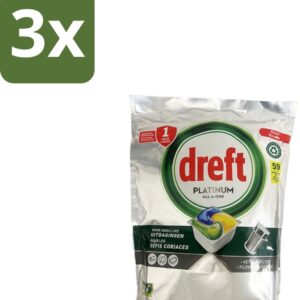 Dreft - Vaatwastabletten - All-in-One Platinum - Lemon - 59 Tabletten - Bulkverpakking - 3 stuks (8123901596266)