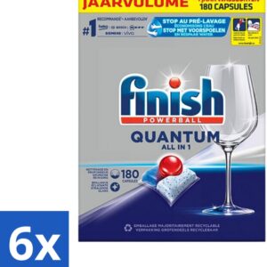 6 x Finish Powerball - Quantum All in 1 - Vaatwastabletten - 180 Tabletten - Vaatwascapsules - Diepe Reiniging - Glans - Vaatwasser - Finish Quantum (8721418041387)