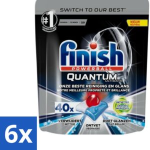 6 x Finish Powerball - Quantum Ultimate - Vaatwastabletten - Ontvetter - 40 stuks per verpakking - Vaatwastabletten - Vaatwassertabletten - Ontvetter - Glans - Reiniging (8721418041226)