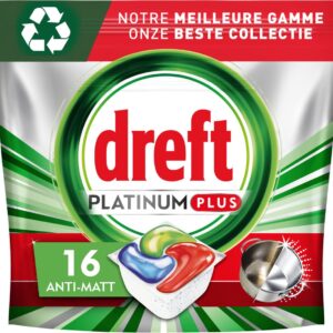 Dreft Platinum Plus All In One - Vaatwastabletten - Voordeelverpakking 5 x 16 stuks (8006540796733)