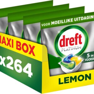 Dreft Platinum Vaatwastabletten Citroen - Moeilijke Uitdagingen - Vettig Filter - 4 x 66 stuks (8006530167284)