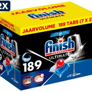2 x Finish Ultimate All In One Regular Powerball Ultimate - Vaatwastabletten 189 stuks (6156256267224)