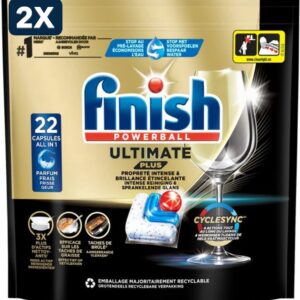2 x Finish Ultimate Plus Vaatwastabletten Regular - 22 stuks (6156256058075)