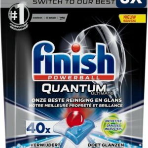 8 x Finish Powerball - Quantum Ultimate - Vaatwastabletten - Ontvetter - 40 stuks per verpakking (6156255921929)