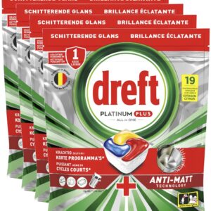 Dreft Platinum Plus All In One Citroen - Multipack - Vaatwastabletten - 76 (4x19) stuks (5900352006284)