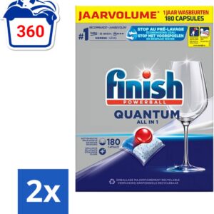 Finish Powerball - Quantum All in 1 - Vaatwastabletten - 180 Tabletten - Voordeelverpakking - 2 stuks (8002226736741)