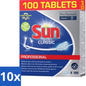 10 x Sun - Classic Professional - Vaatwastabletten - 100 Tabletten - Vaatwasmachine - Vaatwastabletten - Vaat Reinigen - Vaatwasmiddel - Vaatwasmachine Tablet (8721418245228)