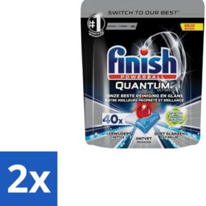 2 x Finish Powerball - Quantum Ultimate - Vaatwastabletten - Ontvetter - 40 Tabletten - Vaatwastabletten - Afwasmiddel - Ontvetter - Vaatwasser - Schoonmaak (8721418017832)