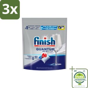 3 x Finish - Vaatwastabletten - Quantum All-in-1 - 60 Capsules - Grootverpakking - Vaatwastabletten - Vaatwasser - Diepe Reiniging - Glans - Vaatwascapsules (8130868315847)