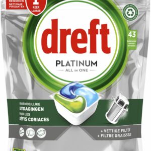 4x Dreft Platinum All In One Vaatwastabletten Regular 43 stuks (8006540809105)