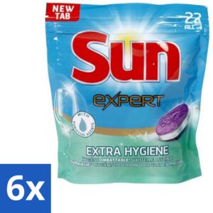 6 x Sun Expert - Extra Hygiëne - Vaatwastabletten - 22 Tabletten - Vaatwastabletten - Vaatwasser - Reiniging - Hygiëne - Kalkvrij (8721418044845)