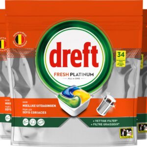 Dreft Platinum All In One Vaatwastabletten Citroen - 5 x 34 stuks (8700216264686)