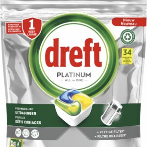 Dreft Platinum All In One Vaatwastabletten Citroen - Voordeelverpakking 5 x 34 stuks (8006540420737)