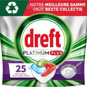 Dreft Platinum Plus All In One Machine Clean - Vaatwastabletten - 5 x 25 Tabletten (8006540814970)