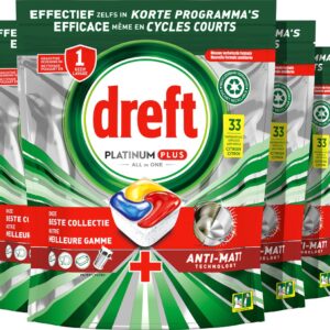 Dreft Platinum Plus All In One - Vaatwastabletten - Citroen - Voordeelverpakking 4 x 33 stuks (8006540796832)
