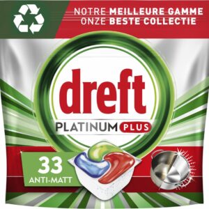 Dreft Platinum Plus All In One - Vaatwastabletten - Voordeelverpakking 4 x 33 stuks (8006540796856)