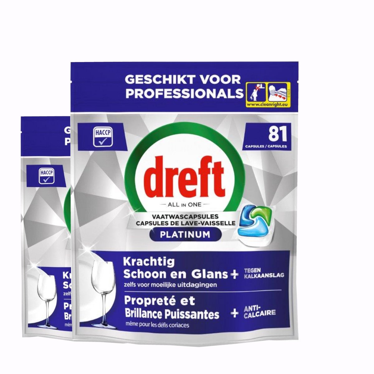 Dreft Platinum Regular All-in One Vaatwastabletten - 162 tabs (2x81) (5061023101131)