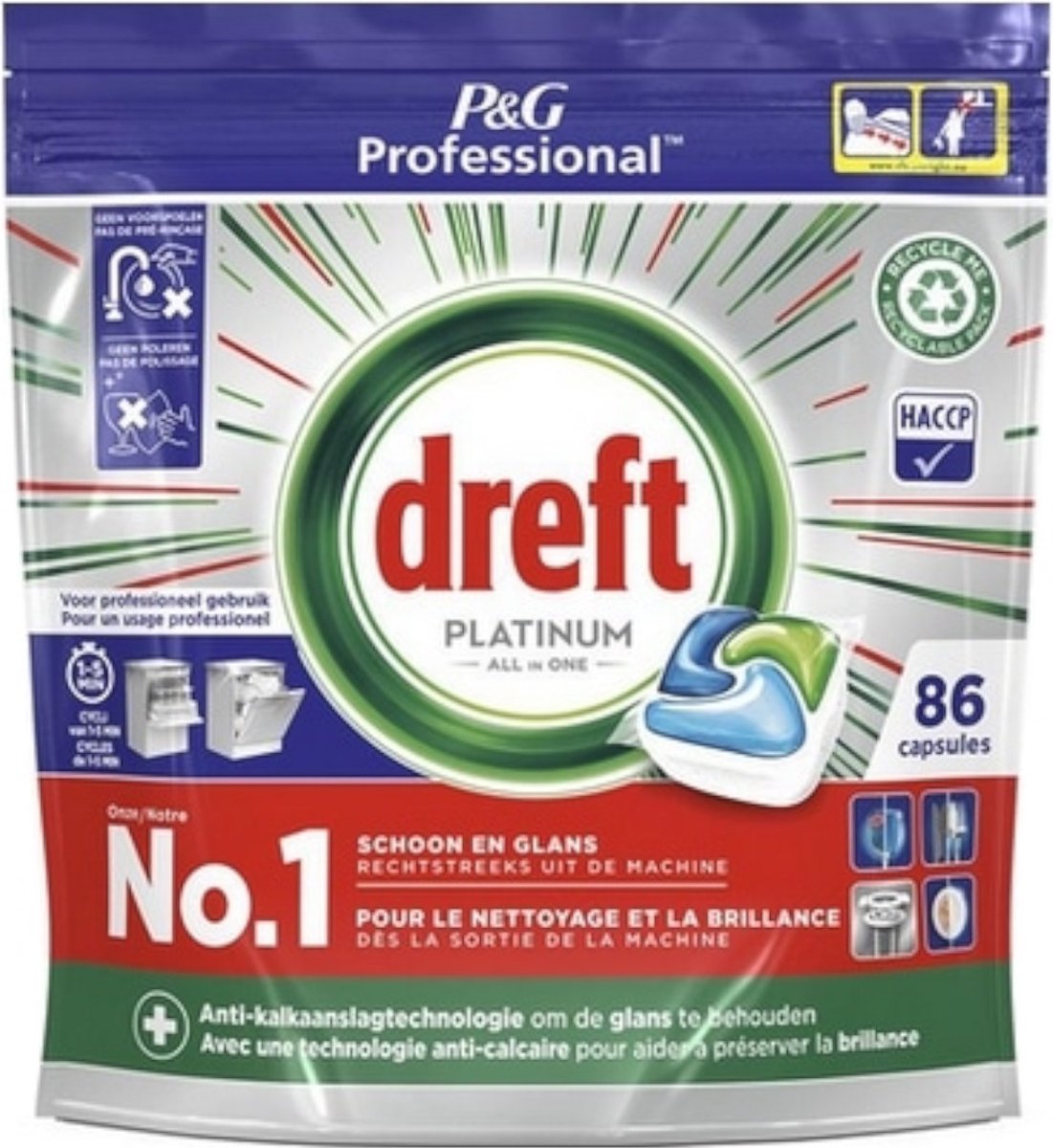 Dreft Platinum Vaatwastabletten All-in-One 86 stuks (8001090277244)