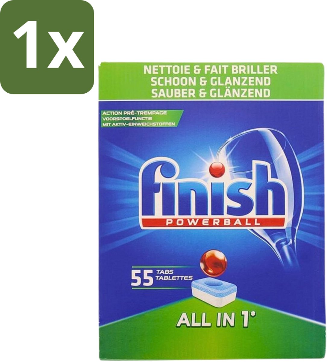 Finish Powerball - All in 1 - Vaatwastabletten - Schoon & Glans - 55 Tabletten - 1 stuk (8290621947545)