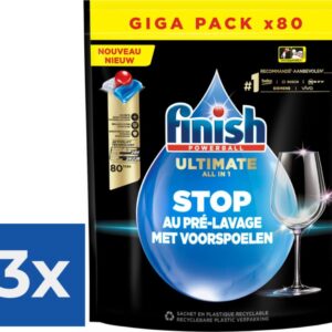 Finish Ultimate All in One Regular Vaatwastabletten - 80 Capsules - Voordeelverpakking 3 stuks (8721032393558)