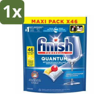 Finish - Vaatwasmiddel - Quantum Vaatwastabletten Citroen - Diepe Reiniging & Frisheid - 46 capsules - 1 stuk (8721418355026)