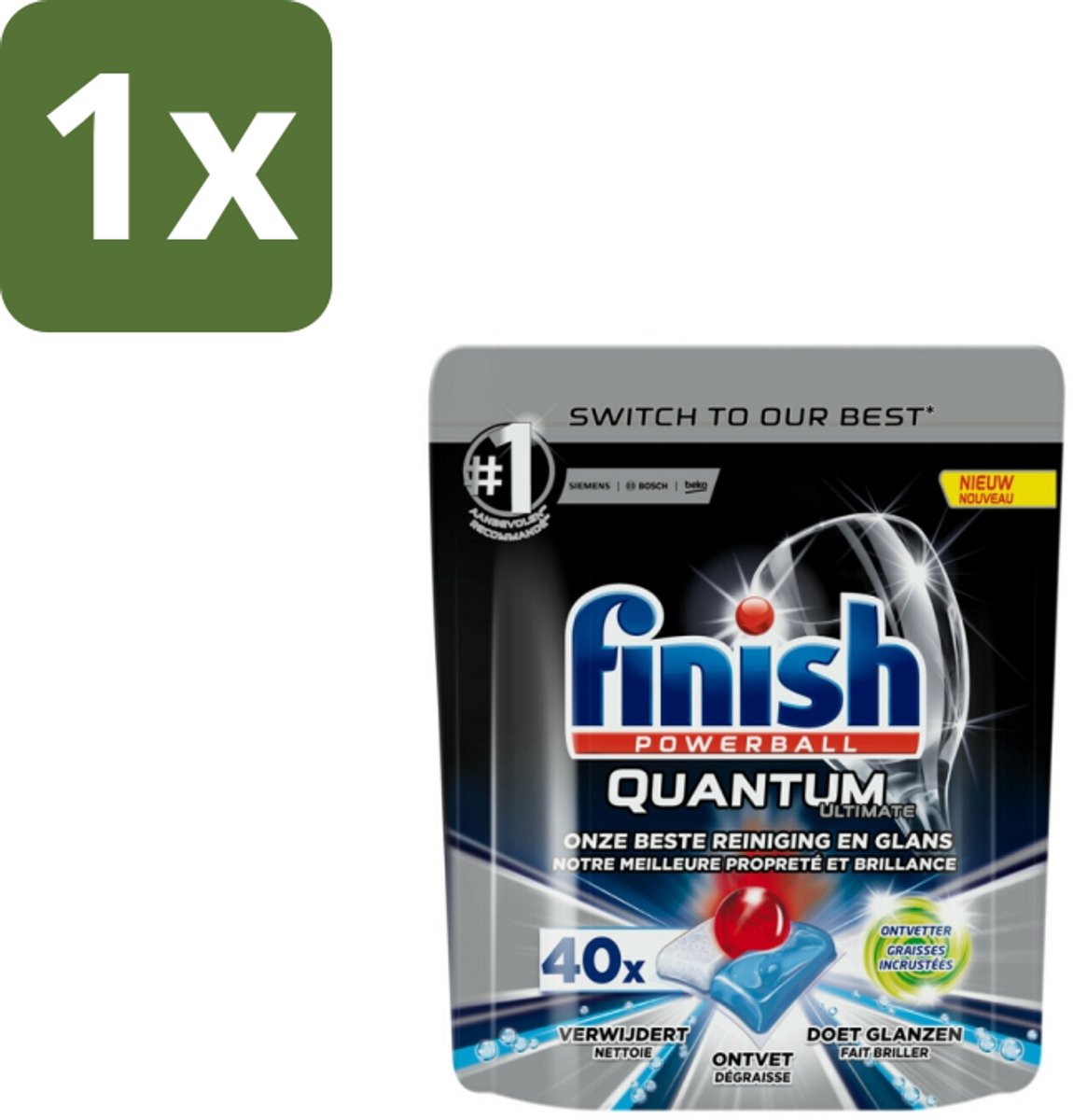 Finish - Vaatwastabletten - Quantum Ultimate Ontvetter - 40 Capsules - 1 stuk (8721418697652)