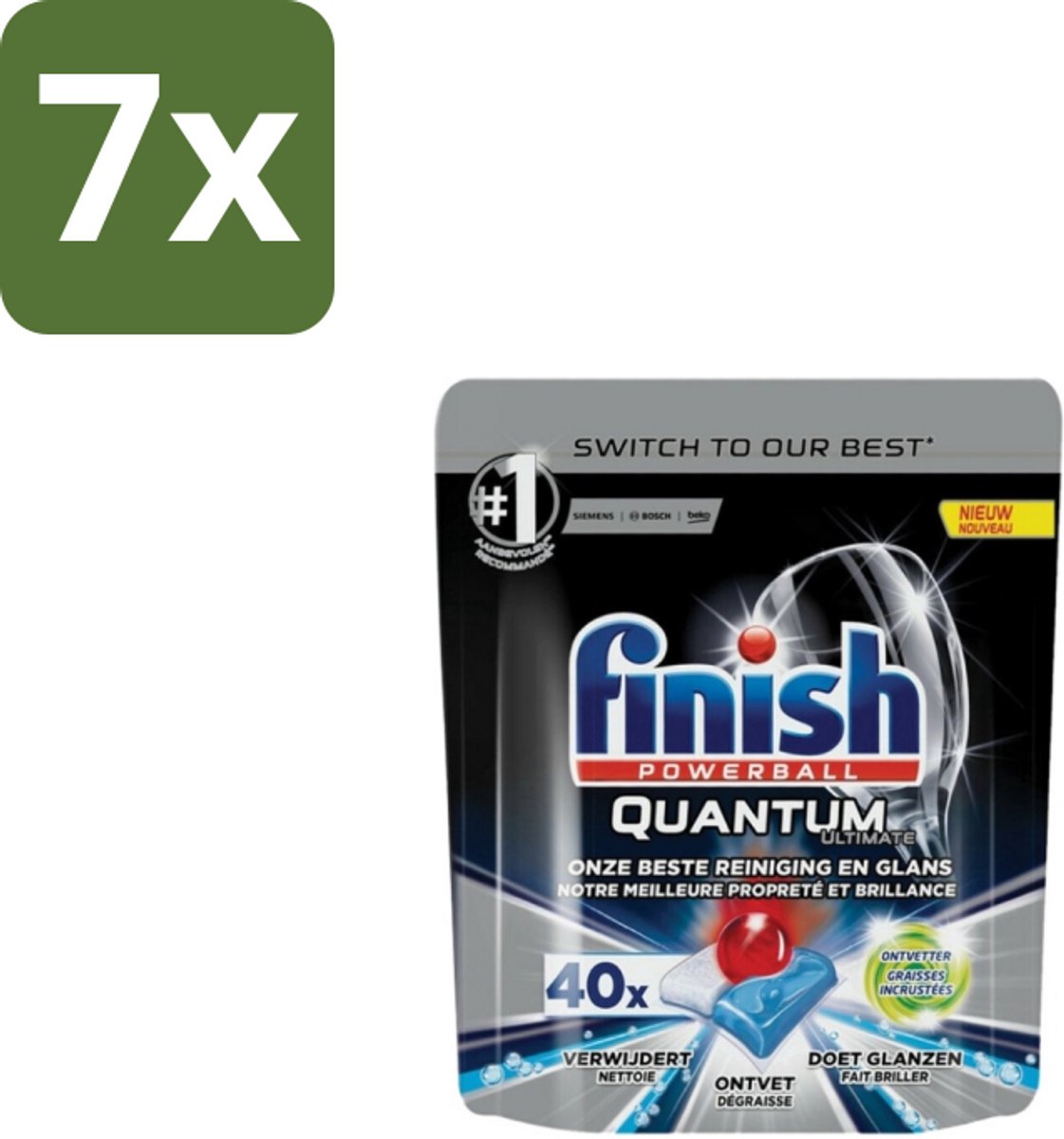 Finish - Vaatwastabletten - Quantum Ultimate Ontvetter - 80 Capsules - Bulkverpakking - 7 stuks (8123901604572)