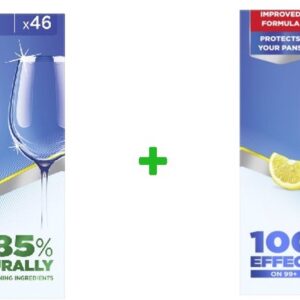 Sun All-in-1 Vaatwastabletten Citroen 92 Tabletten (2 x 46 stuks) - Voordeelverpakking - Verwijdert Hardnekkig Vet - Beschermt Glas & Pannen | 92 x Dishwasher Tablets Lemon Ecolabel (9507348277169)