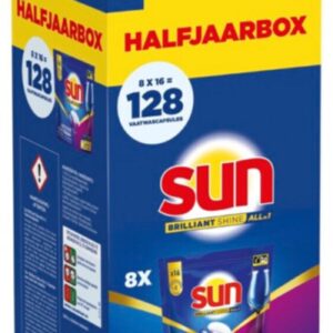 Sun Briliant Shine All-In-One Vaatwastablette 128 stuks (8 x 16 stuks) (8720182838124)