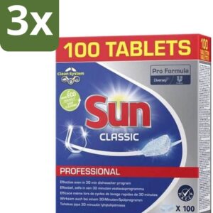 Sun Classic - Pro Formula - Vaatwastabletten - 100 Tabletten - Bulkverpakking - 3 stuks (8721418821422)