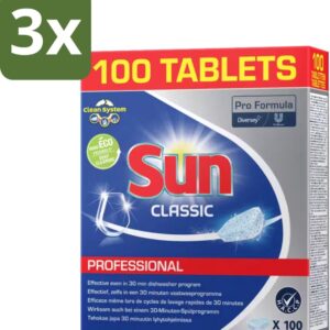 Sun - Classic Professional - Vaatwastabletten - 100 Tabletten - Bulkverpakking - 3 stuks (8721418848450)