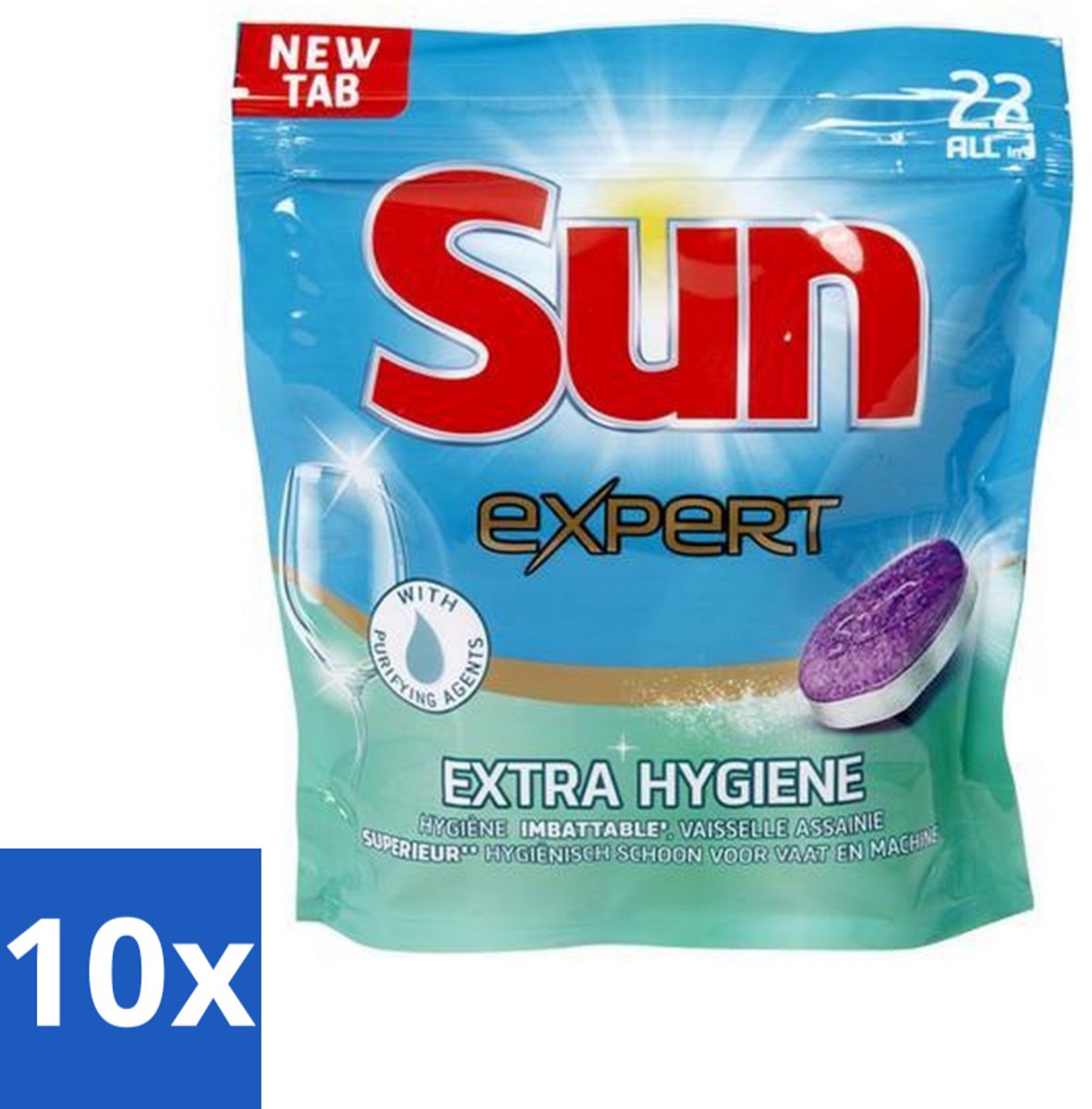 Sun Expert - Extra Hygiëne - Vaatwastabletten - 22 Tabletten - Bulkverpakking - 10 stuks (8721418091641)