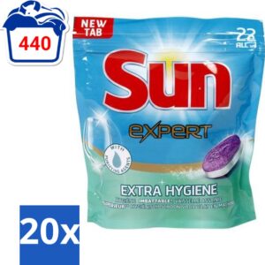 Sun Expert - Extra Hygiëne - Vaatwastabletten - 22 Tabletten - Bulkverpakking - 20 stuks (8721418115040)