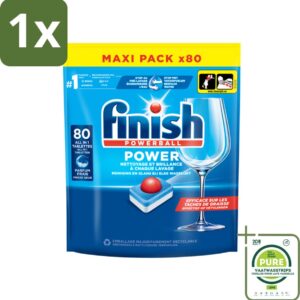 1 x Finish - Vaatwasmiddel - Power All in One Regular - Effectieve Alles-in-1 Reiniging - 80 capsules - Vaatwastabletten - Vaatwasser - Vaatwas - Schone Vaat - Vaatwasmiddel (8036496338558)