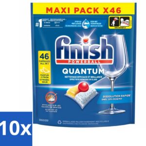 10 x Finish - Vaatwasmiddel - Quantum Vaatwastabletten Citroen - Diepe Reiniging & Frisheid - 46 capsules - Vaatwasmiddel - Vaatwastablet - Diepe Reiniging - Citroengeur - Glans (8721418510005)
