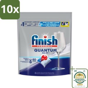 10 x Finish - Vaatwastabletten - Quantum All-in-1 - 60 Capsules - Grootverpakking - Vaatwastabletten - Vaatwassen - Reiniging - Glans - Vet Verwijderen (8036496242299)