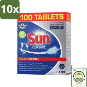 10 x Sun - Classic Professional - Vaatwastabletten - 100 Tabletten - Grootverpakking - Vaatwasmachine - Vaatwastabletten - Vaat Reinigen - Vaatwasmiddel - Vaatwasmachine Tablet (8014261496450)